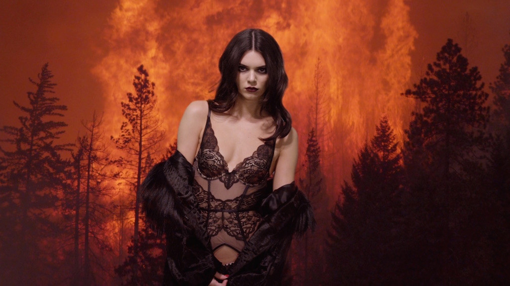Kendall Jenner Is a Goddess in Sexy Black Lingerie in Fiery Love Advent